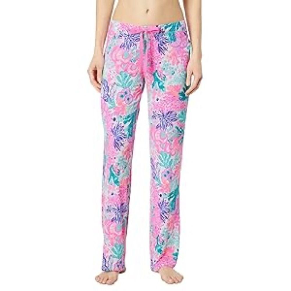 Lilly Pulitzer PJ Knit Bottom Gecko Green Tiger Sunrise size S